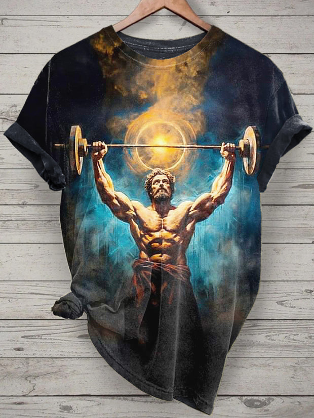 Weightlifting Printed Vintage Fashion Loose Short Sleeve T-Shirt