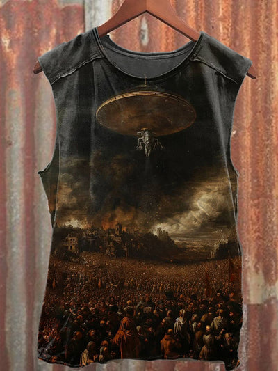 Retro Doomsday Illustration Casual Cotton Loose Tank Top