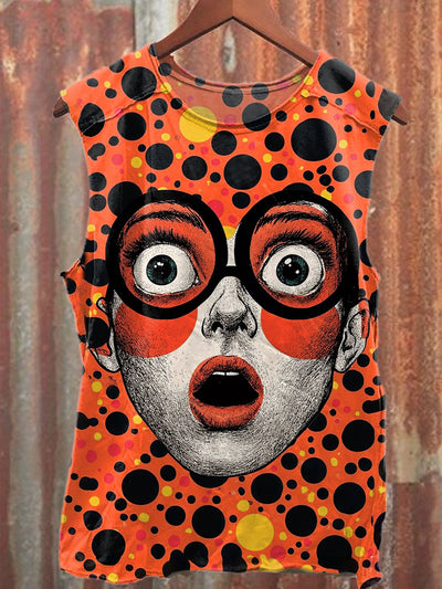 Pop Graffiti Print Casual Cotton Loose Tank Top