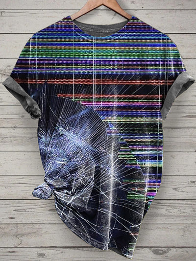 Unisex Color Abstract Printed Vintage Fashion Loose Short Sleeve T-Shirt