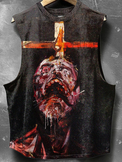 Horror Illustration Printed Casual Loose Tank Top