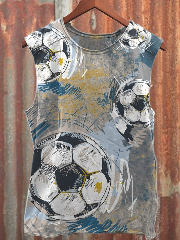 Football Graffiti Illustration Art Print Casual Cotton Tank Top