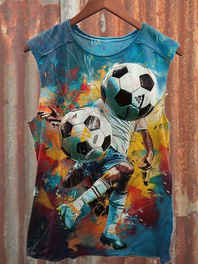 Football Graffiti Illustration Art Print Casual Cotton Tank Top