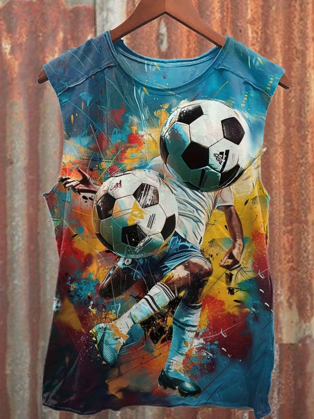Football Graffiti Illustration Art Print Casual Cotton Tank Top