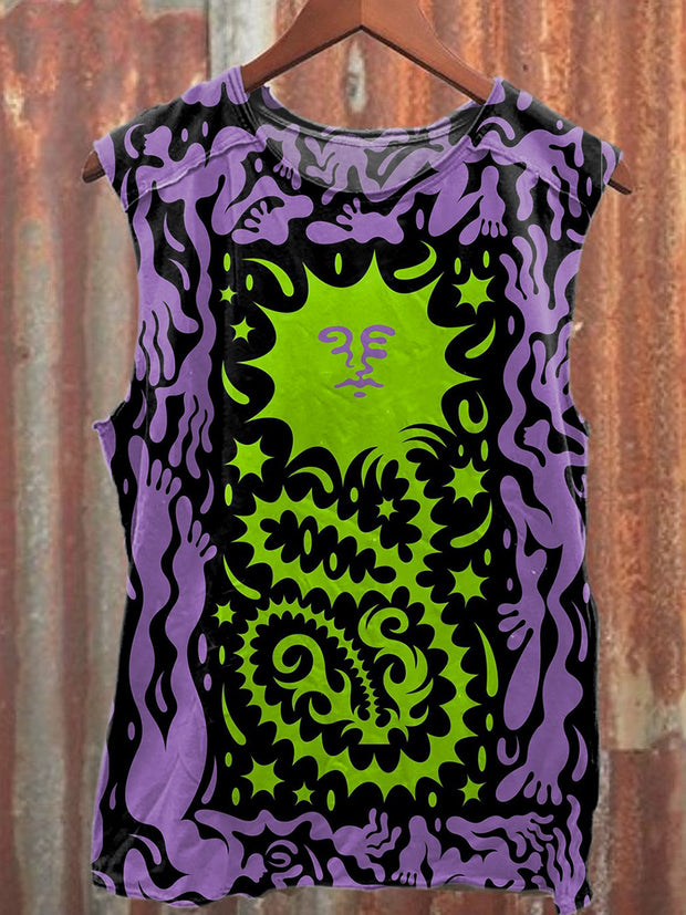 Gorgeous Graffiti Print Casual Loose Tank Top
