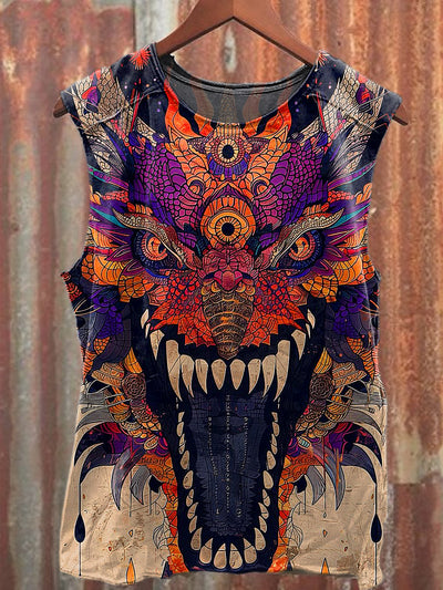 Men's Casual Dragon Printed Tank Top