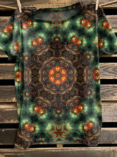 Gorgeous Textured Print Casual Loose T-Shirt