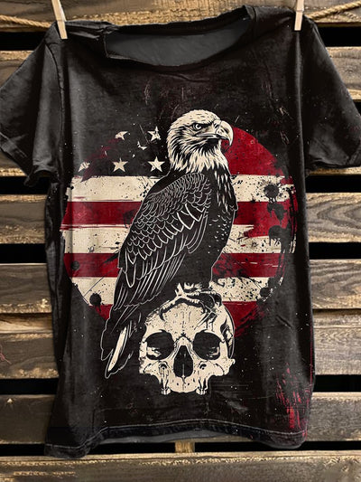 Vintage Independence Day Printed Casual Loose T-Shirt