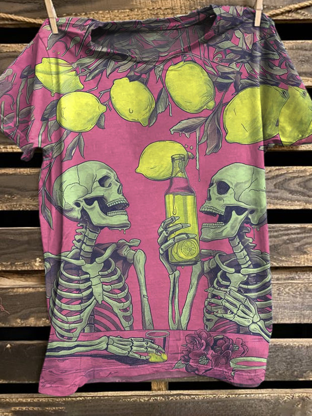 Fun Skull Print Casual Loose T-Shirt