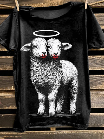 Retro Graffiti Illustration Print Casual Loose T-Shirt