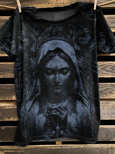 Retro Simple Style Illustration Printed Casual Loose T-Shirt