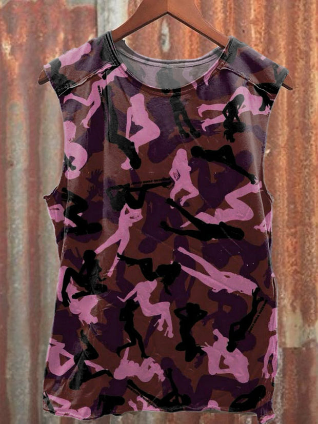 Graffiti Print Loose Cotton Tank Top