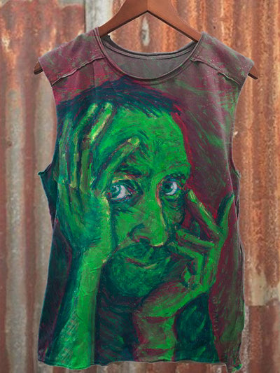 Retro Abstract Print Casual Loose Tank Top