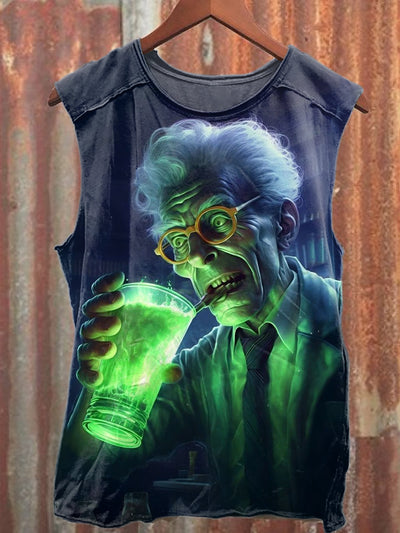 Retro Chemical Reaction Illustration Print Loose Tank Top