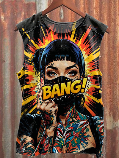 Gorgeous Graffiti Print Casual Loose Tank Top