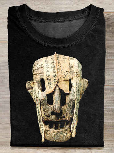 Retro Mask Printed Casual Cotton Loose T-Shirt