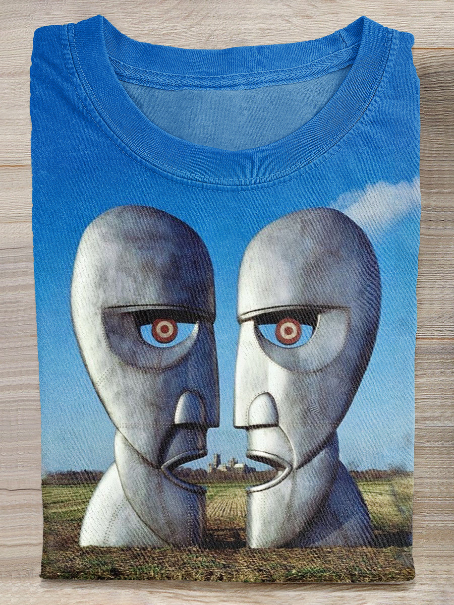 Vintage Illustration Print Casual Cotton Loose T-Shirt