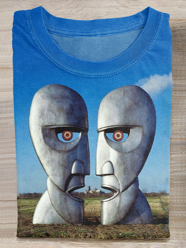 Vintage Illustration Print Casual Cotton Loose T-Shirt