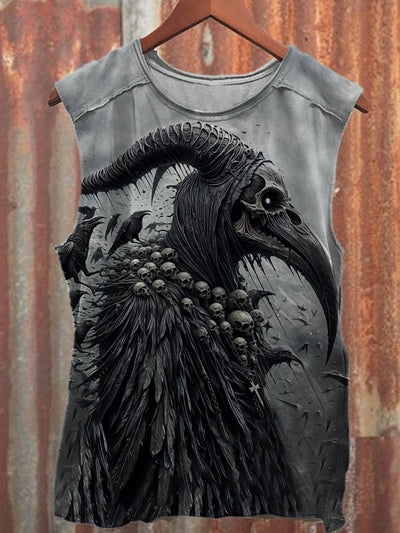 Gorgeous Skeleton Witch Doctor Print Loose Tank Top