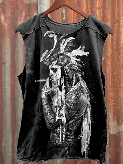 Vintage Mayan Tribal Print Fashion Loose Tank Top