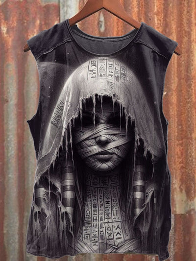Retro Mummy Art Print Fashion Loose Tank Top