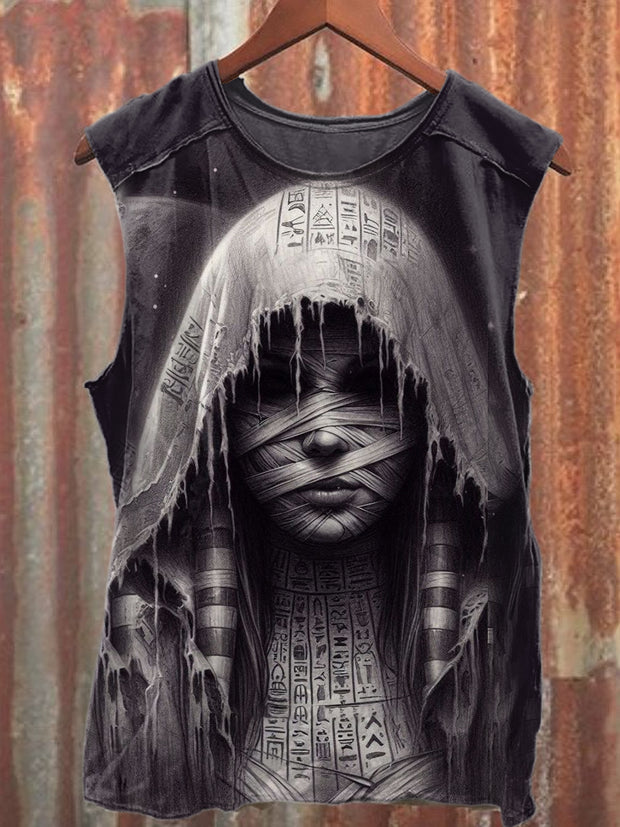 Retro Mummy Art Print Fashion Loose Tank Top