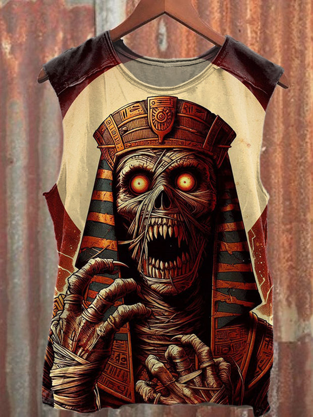 Retro Mummy Art Print Fashion Loose Tank Top