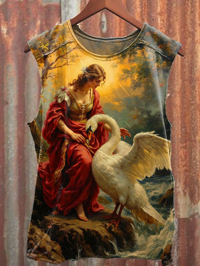 Men's Casual Oil Painting Printed Tank Top