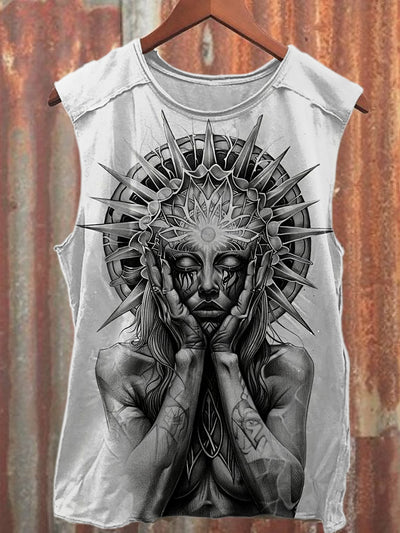 Retro Graffiti Print Fashion Loose Tank Top