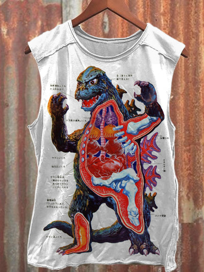 Retro Monster Graffiti Print Fashion Loose Tank Top