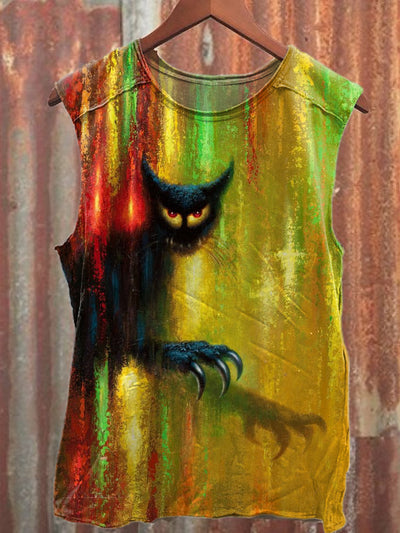 Evil Cat Print Fashion Loose Tank Top