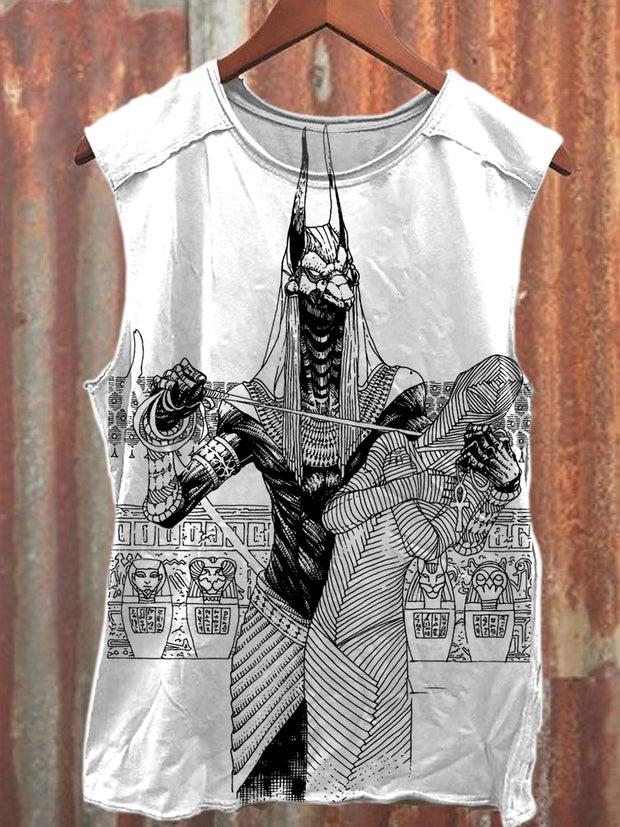 Retro Mummy Art Print Fashion Loose Tank Top