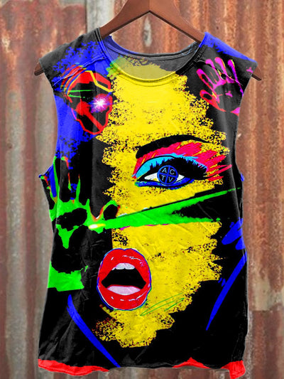 Gorgeous Cyberpunk Graffiti Printed Casual Loose Tank Top