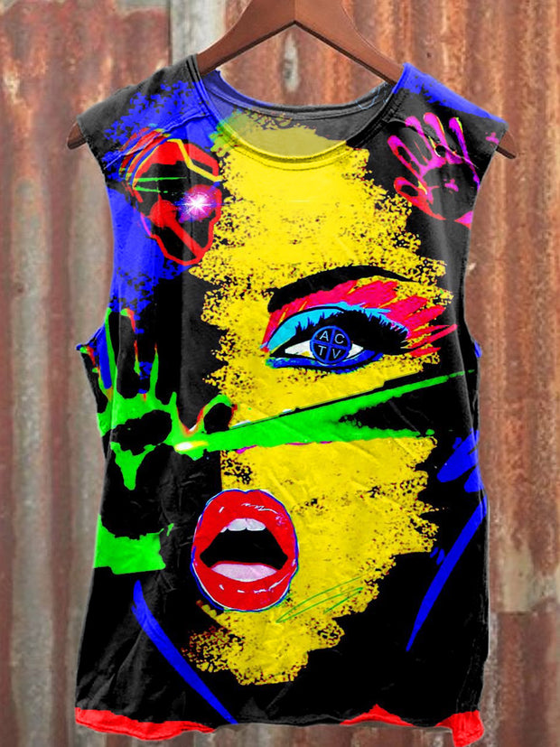 Gorgeous Cyberpunk Graffiti Printed Casual Loose Tank Top