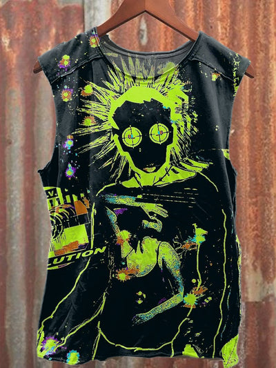 Gorgeous Cyberpunk Graffiti Printed Casual Loose Tank Top