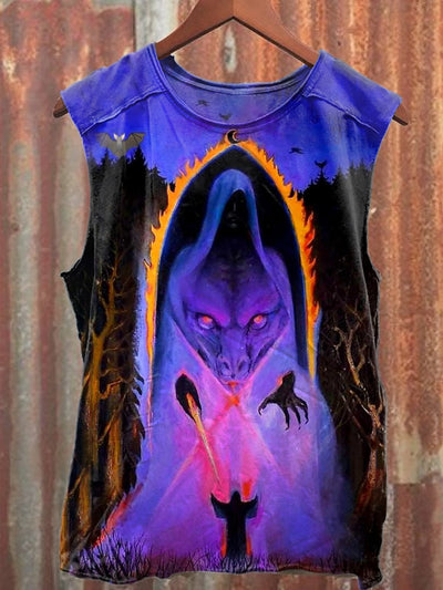 Retro Abstract Graffiti Illustration Printed Loose Tank Top