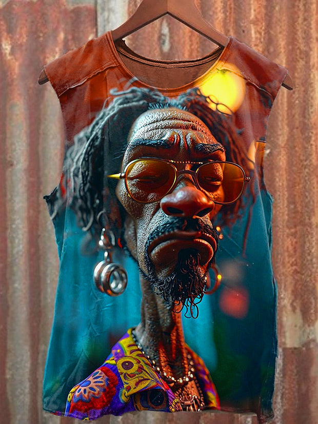 Men's Casual Old Man Printed Tank Top