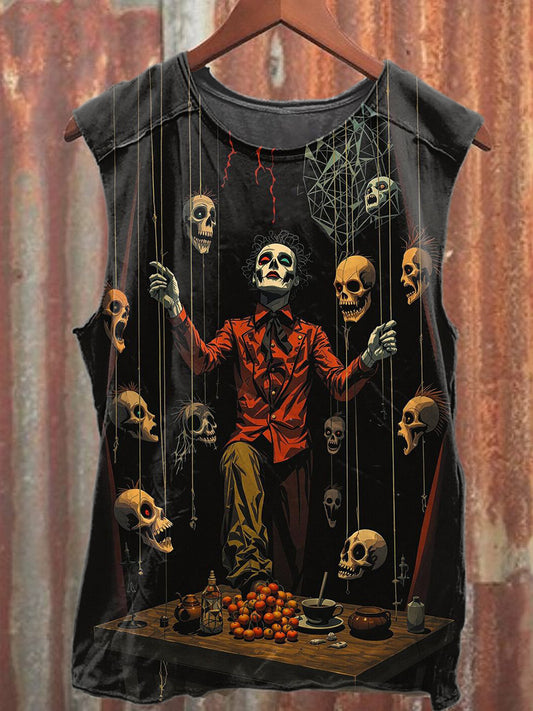Gorgeous Theater Company Mask Print Casual Loose Tank Top