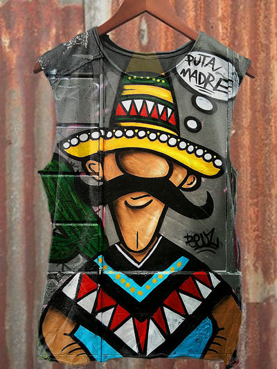 Men's Casual Graffiti Art Printed Tank Top