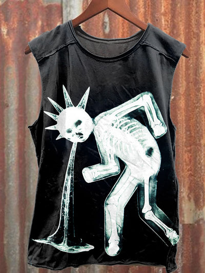Retro Abstract Graffiti Illustration Printed Loose Tank Top