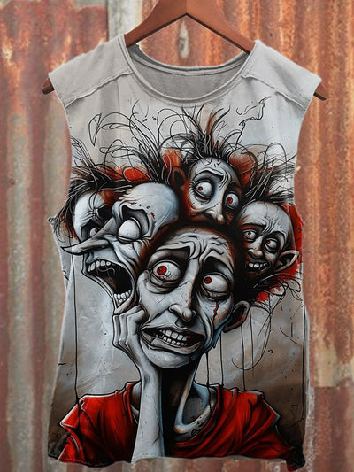Retro Abstract Graffiti Illustration Printed Loose Tank Top