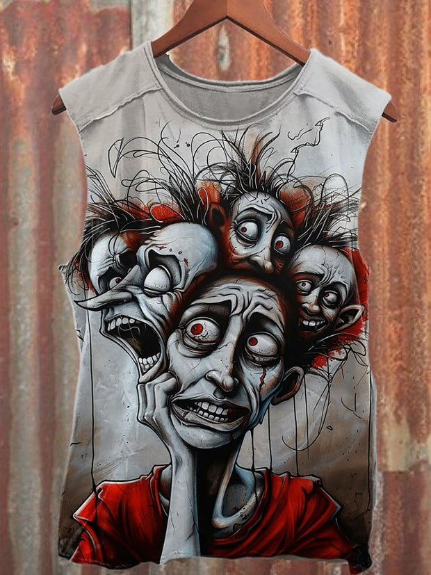 Retro Abstract Graffiti Illustration Printed Loose Tank Top