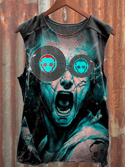 Gorgeous Cyberpunk Graffiti Printed Casual Loose Tank Top