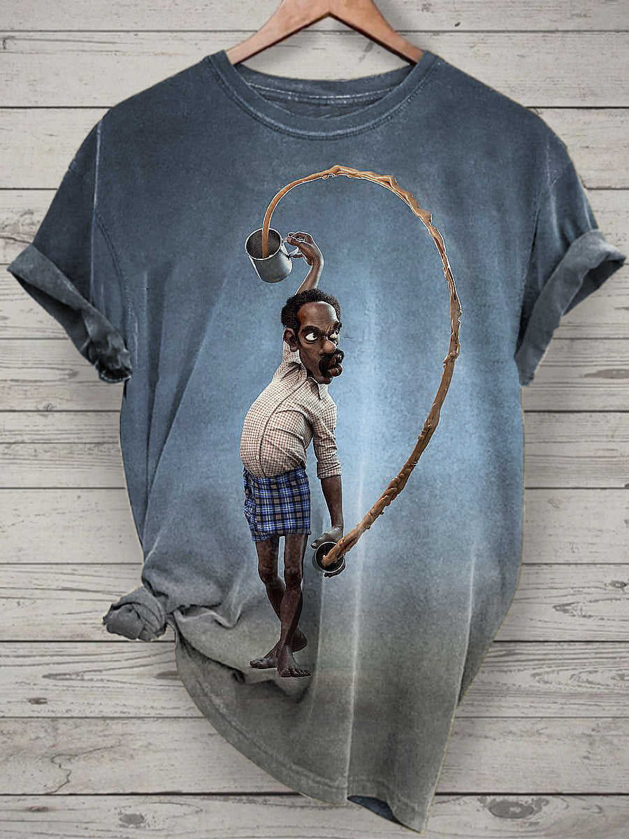 Funny Man Printed Vintage Fashion Loose Short Sleeve T-Shirt