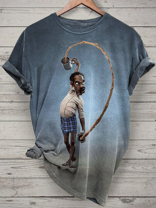 Funny Man Printed Vintage Fashion Loose Short Sleeve T-Shirt
