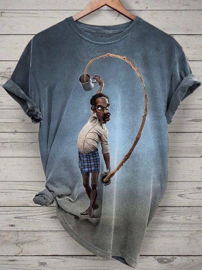 Funny Man Printed Vintage Fashion Loose Short Sleeve T-Shirt