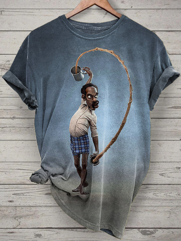 Funny Man Printed Vintage Fashion Loose Short Sleeve T-Shirt