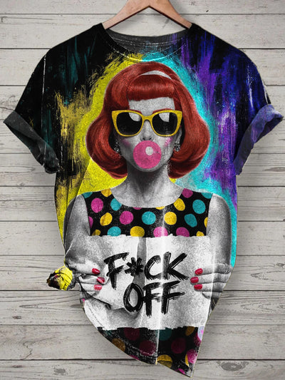 Unisex Graffiti Art Printed Vintage Fashion Loose Short Sleeve T-Shirt