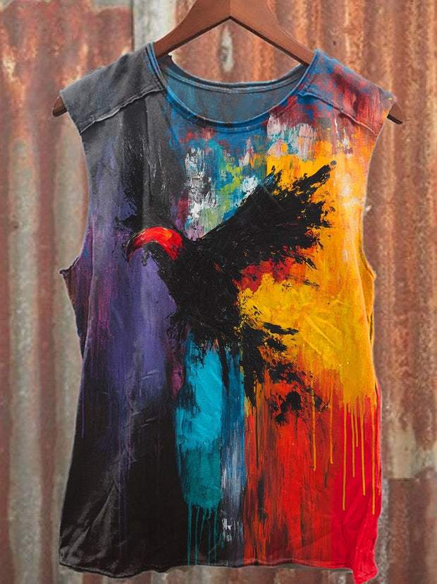 Retro Abstract Graffiti Illustration Printed Loose Tank Top