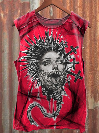Gorgeous Punk Graffiti Print Casual Loose Tank Top